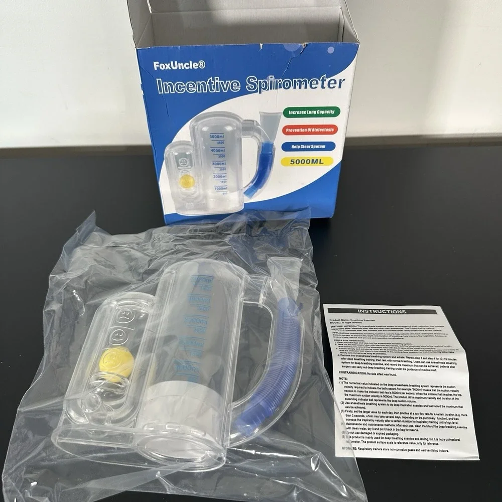Deep Breathing Trainer for Adults Breathing Exercise Device for Lungs - 5000Ml